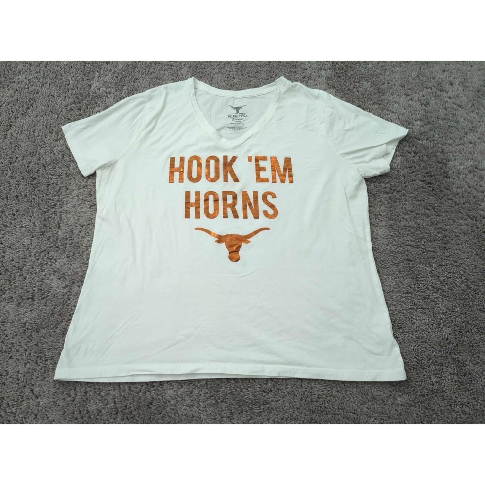 Texas Longhorns T Shirt Womens‎ 2XL "Hook "Em Horns" NCAA We Are Texas White
